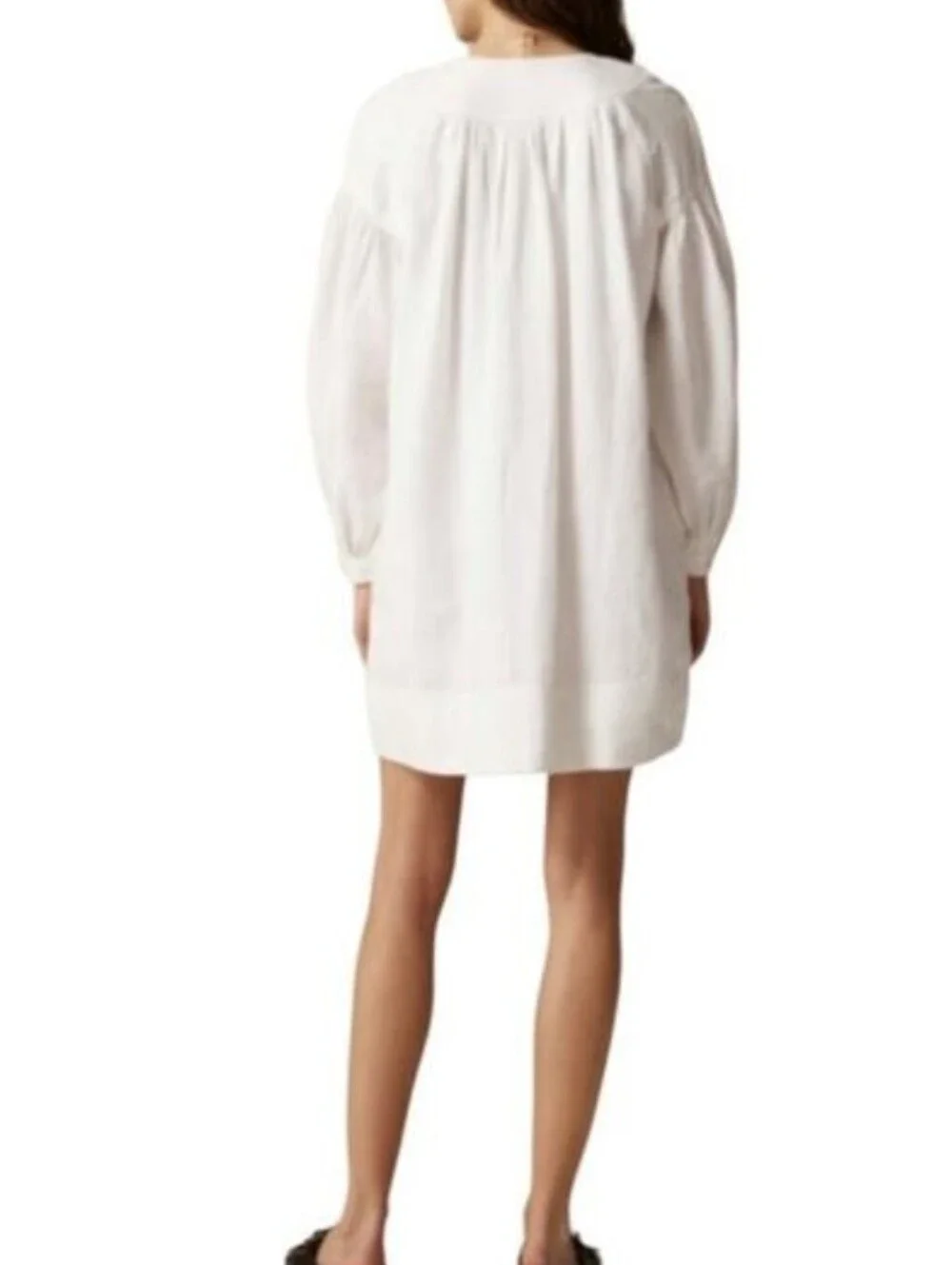 J Crew Gathered popover dress in 100% linen CJ500 Size XS NWT White Lined